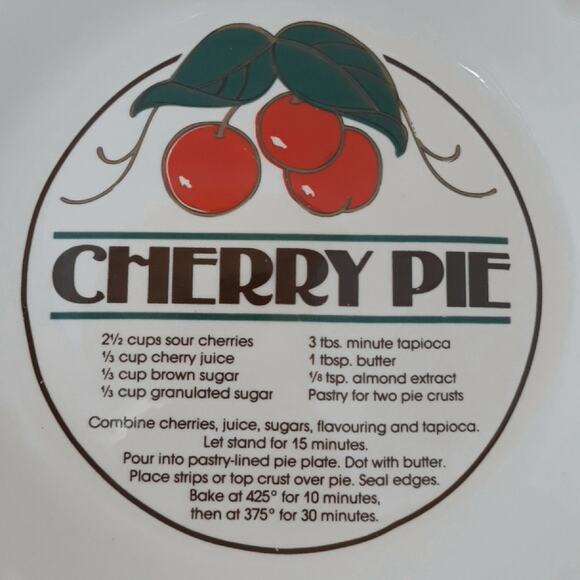 Cherry Pie Recipe Plate Mount Clemens Pottery - Picture 2 of 4